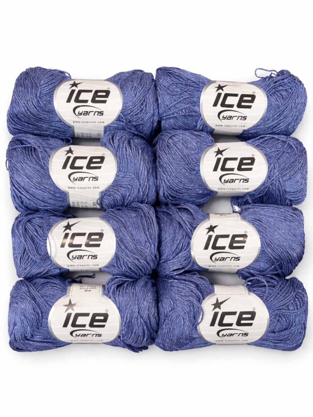 LOT OF 8, NEW Ice Yarns, 50% Cotton/50% Acrylic, Blue, Fingerling